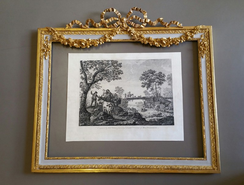 Cadre Louis XVI doré, restauration réalisée par une élève